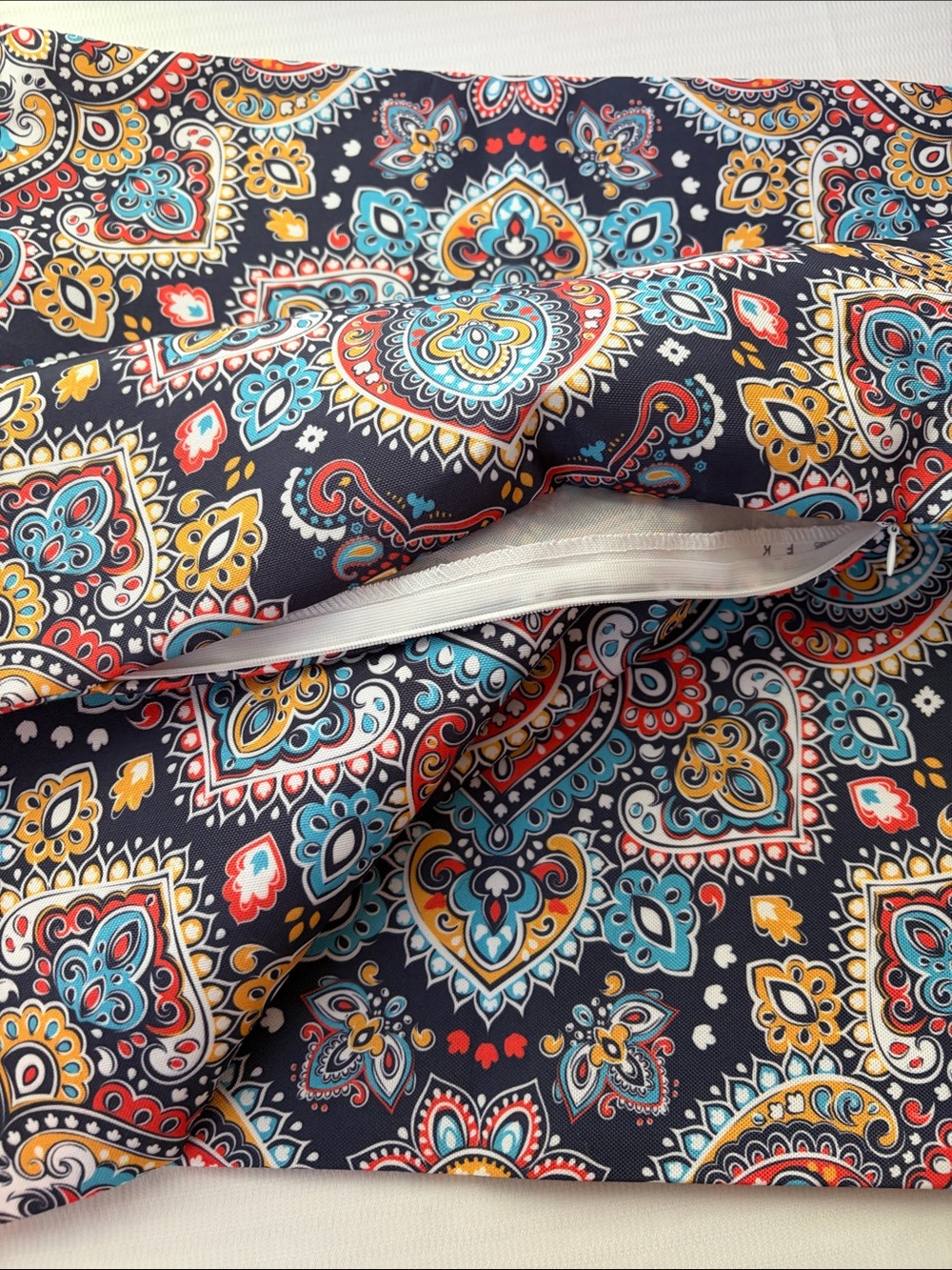 2 covers Boho Paisley PillowCovers- Navy with Teal & Mustard - Picture 2 of 2